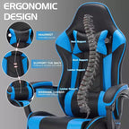 Chaise de jeu pivotante et réglable Okak avec appuie-tête et support lombaire, chaise de bureau ergonomique pour adultes
