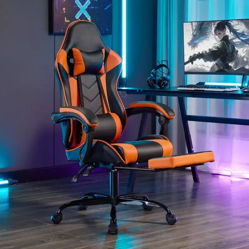 Chaise de jeu pivotante et réglable Okak avec appuie-tête et support lombaire, chaise de bureau ergonomique pour adultes