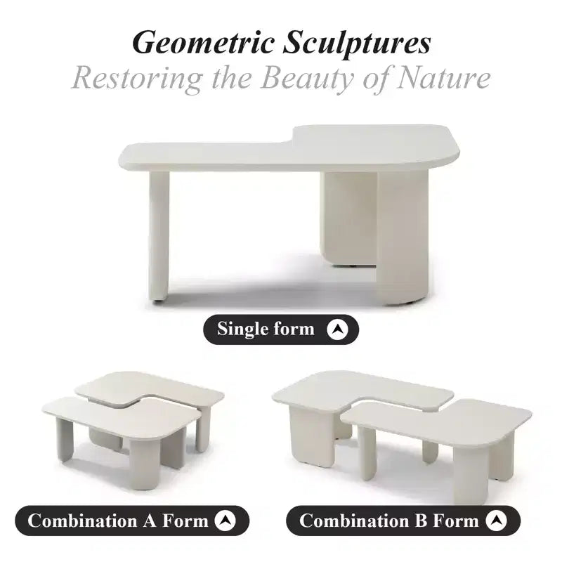 35 Table basse moderne en forme de L, peinture verte, multicouche, combinable, peu encombrante, blanche