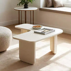 35 Table basse moderne en forme de L, peinture verte, multicouche, combinable, peu encombrante, blanche