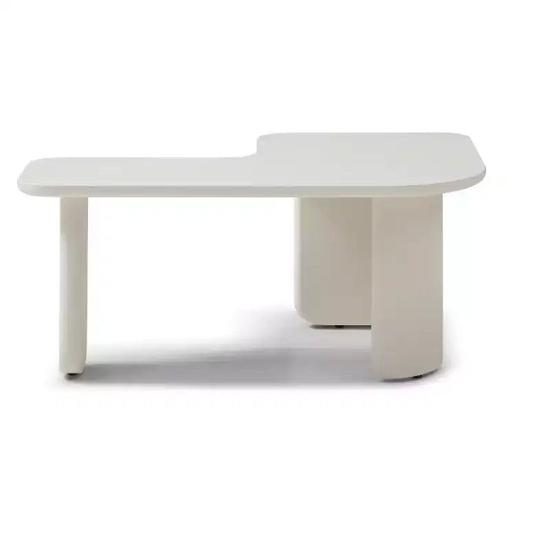 35 Table basse moderne en forme de L, peinture verte, multicouche, combinable, peu encombrante, blanche
