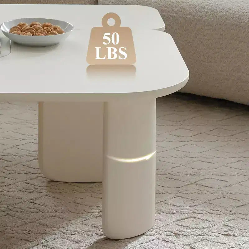 35 Table basse moderne en forme de L, peinture verte, multicouche, combinable, peu encombrante, blanche