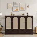 Lit escamotable grand lit Luxystar avec grand tiroir, station d'alimentation et panneau en rotin pour salon et petits appartements