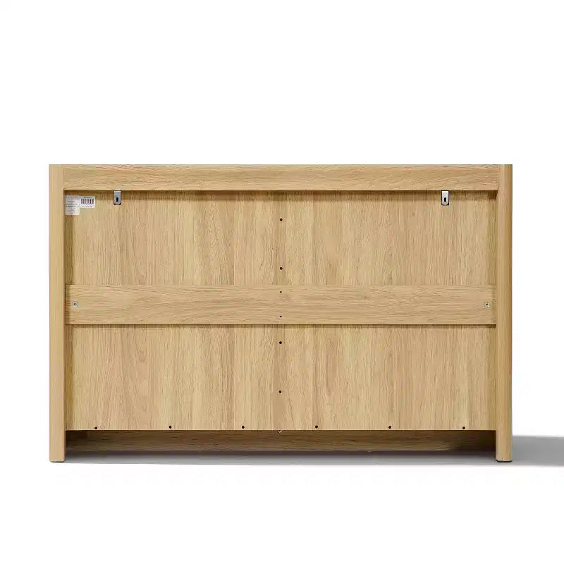 LuxenHome Commode à 6 tiroirs chêne noisetier 47,2 po avec côtés surélevés, plateau en faux marbre, bois manufacturé durable marron