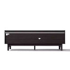 Meuble TV LuxenHome 63" noir pour téléviseurs jusqu'à 65", console média avec plateau aspect marbre marron