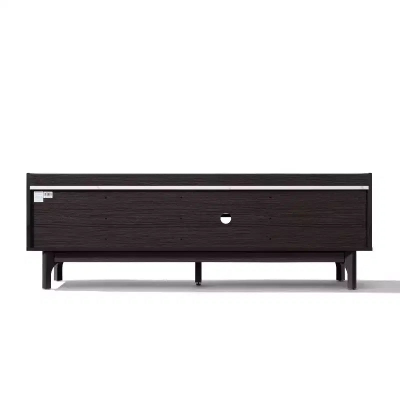 Meuble TV LuxenHome 63" noir pour téléviseurs jusqu'à 65", console média avec plateau aspect marbre marron
