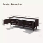 Meuble TV LuxenHome 63" noir pour téléviseurs jusqu'à 65", console média avec plateau aspect marbre marron