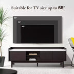 Meuble TV LuxenHome 63" noir pour téléviseurs jusqu'à 65", console média avec plateau aspect marbre marron