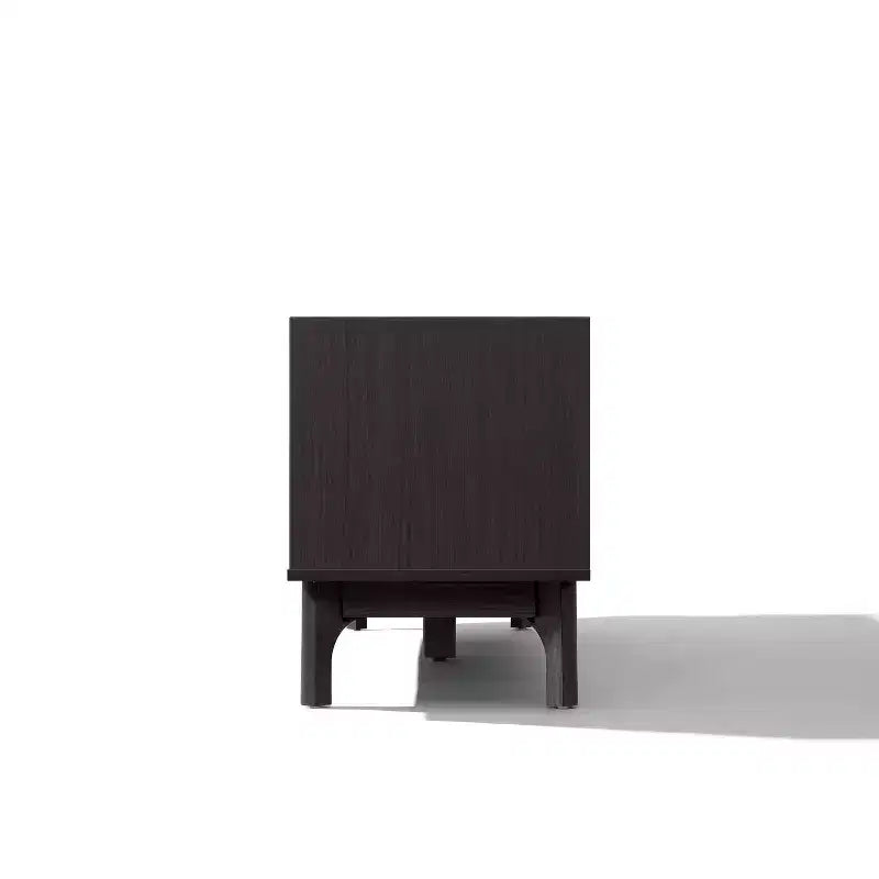 Meuble TV LuxenHome 63" noir pour téléviseurs jusqu'à 65", console média avec plateau aspect marbre marron