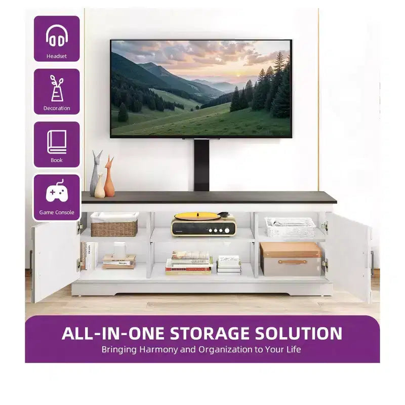 Meuble TV de ferme avec support pour téléviseur 70 pouces, centre de divertissement, console multimédia avec support réglable en hauteur pour salon