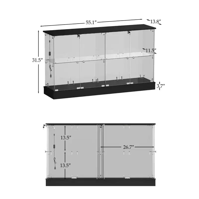 Vitrine en verre Famapy avec lumières LED et portes verrouillables - Bibliothèque vitrine avec lumière