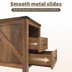 Table de chevet de ferme Dyonery 18 avec station de recharge, table d'appoint avec 2 tiroirs, table d'appoint pour salon, blanche