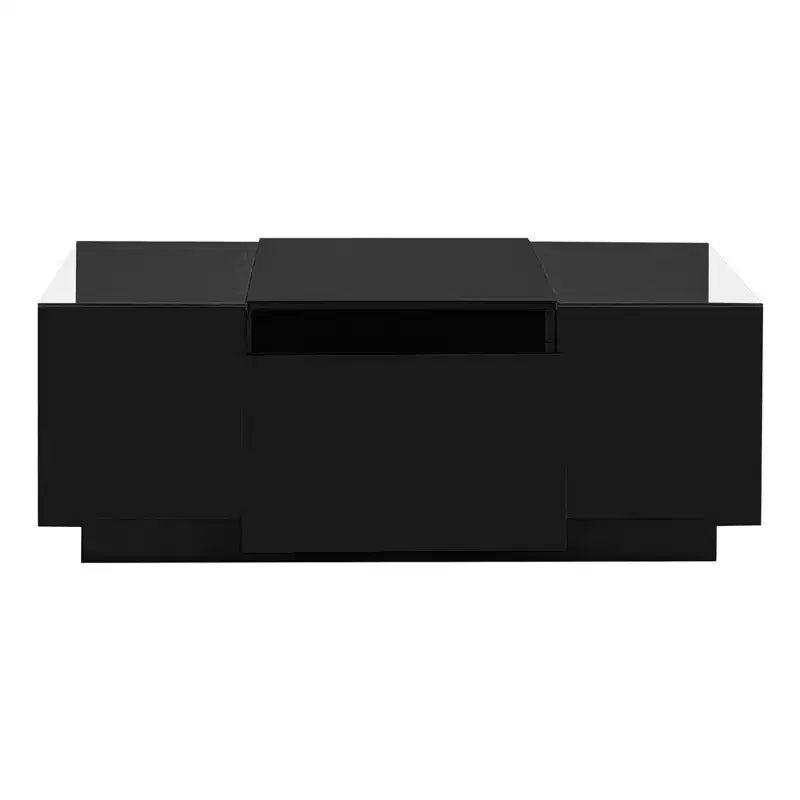 Table basse moderne avec lumières LED, table basse rectangulaire avec rangement, table basse avec tiroirs pour salon