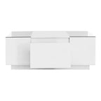Table basse moderne avec lumières LED, table basse rectangulaire avec rangement, table basse avec tiroirs pour salon
