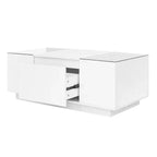 Table basse moderne avec lumières LED, table basse rectangulaire avec rangement, table basse avec tiroirs pour salon