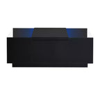 Table basse moderne avec lumières LED, table basse rectangulaire avec rangement, table basse avec tiroirs pour salon