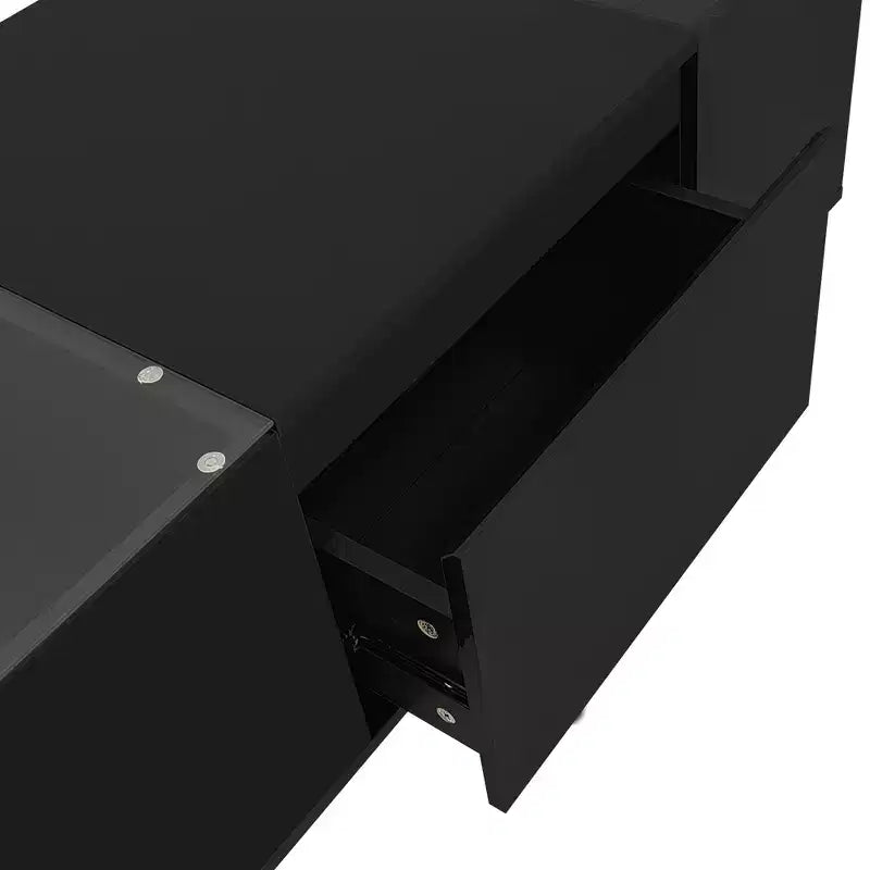 Table basse moderne avec lumières LED, table basse rectangulaire avec rangement, table basse avec tiroirs pour salon