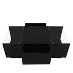 Table basse moderne avec lumières LED, table basse rectangulaire avec rangement, table basse avec tiroirs pour salon