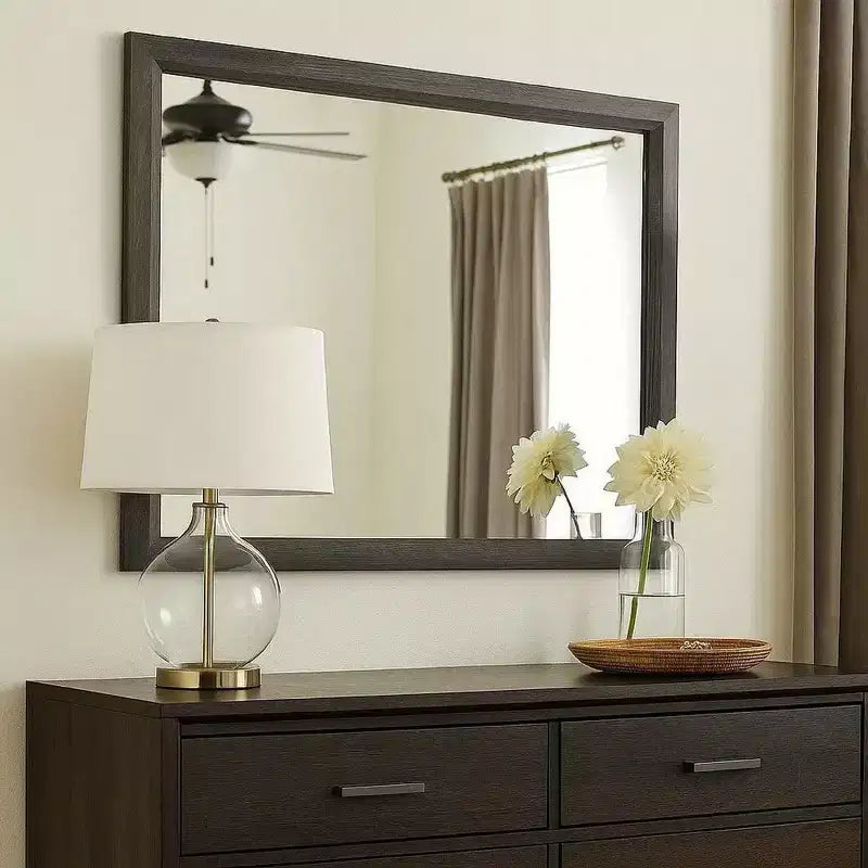 Miroir Royal Hampton, cadre en bois contemporain de 39 pouces, gris