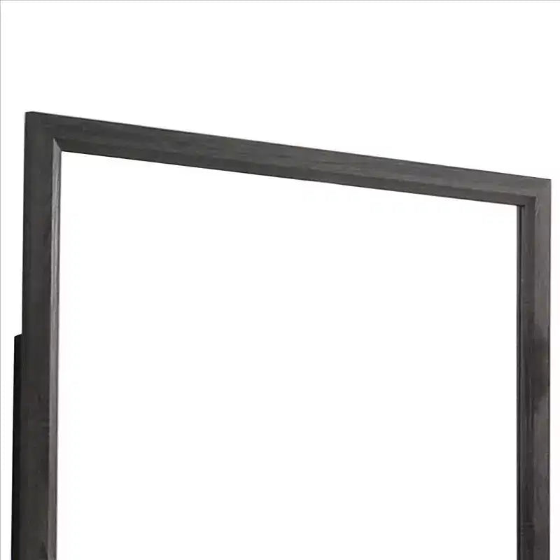 Miroir Royal Hampton, cadre en bois contemporain de 39 pouces, gris