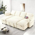 Dyonery 105-inch four-seat pull-out bed with storage space and side pockets, adjustable backrest, convertible sofa bed, corduroy