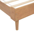 Lit en bois Queen size Luxystar avec tête de lit capitonnée style touches de piano et cadre de lit renforcé, couleur blé