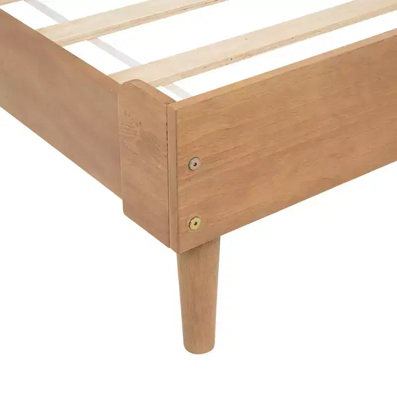 Lit en bois Queen size Luxystar avec tête de lit capitonnée style touches de piano et cadre de lit renforcé, couleur blé