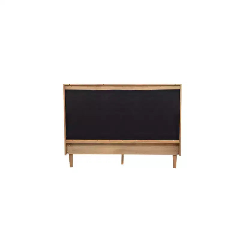 Lit en bois Queen size Luxystar avec tête de lit capitonnée style touches de piano et cadre de lit renforcé, couleur blé