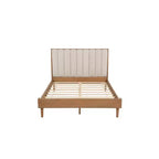 Lit en bois Queen size Luxystar avec tête de lit capitonnée style touches de piano et cadre de lit renforcé, couleur blé