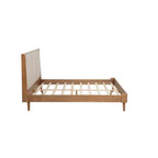 Lit en bois Queen size Luxystar avec tête de lit capitonnée style touches de piano et cadre de lit renforcé, couleur blé