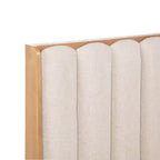 Lit en bois Queen size Luxystar avec tête de lit capitonnée style touches de piano et cadre de lit renforcé, couleur blé