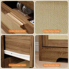 Commode en rotin à 10 tiroirs, commode de ferme de 150 cm de large avec dispositif anti-basculement, organisateur de rangement pour dressing, maison ou bureau
