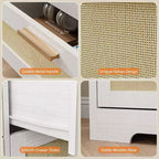 Commode en rotin à 10 tiroirs, commode de ferme de 150 cm de large avec dispositif anti-basculement, organisateur de rangement pour dressing, maison ou bureau