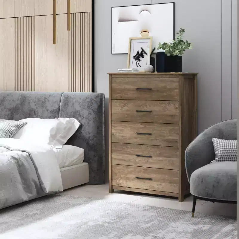 Commode Galano à 5 tiroirs de faible profondeur 31,3 L 15,6 P 47,7 H