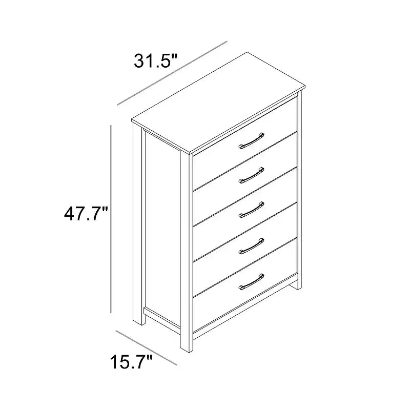 Commode Galano à 5 tiroirs de faible profondeur 31,3 L 15,6 P 47,7 H