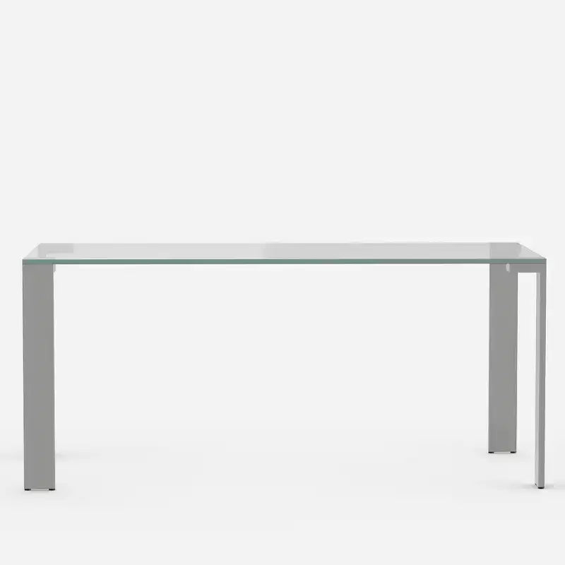 Table à manger en verre trempé 66,9 avec pieds en métal, table de cuisine Gaoyangjiaju