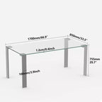 Table à manger en verre trempé 66,9 avec pieds en métal, table de cuisine Gaoyangjiaju