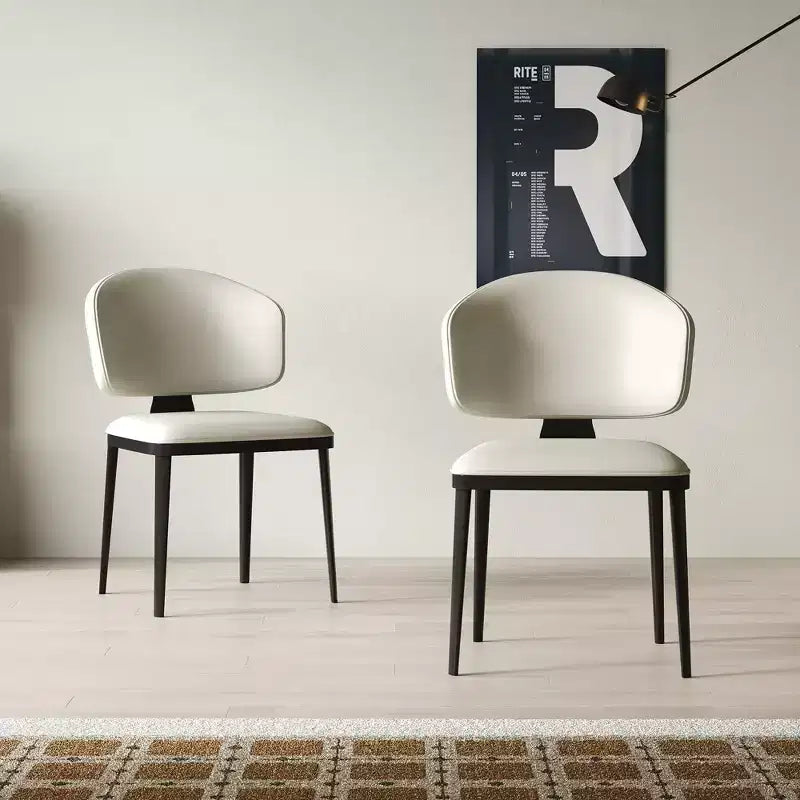 Luck Live Ensemble de 2 chaises de salle à manger modernes sans accoudoirs, chaises de salle à manger en métal pour usages multiples, blanc cassé