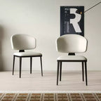 Luck Live Ensemble de 2 chaises de salle à manger modernes sans accoudoirs, chaises de salle à manger en métal pour usages multiples, blanc cassé