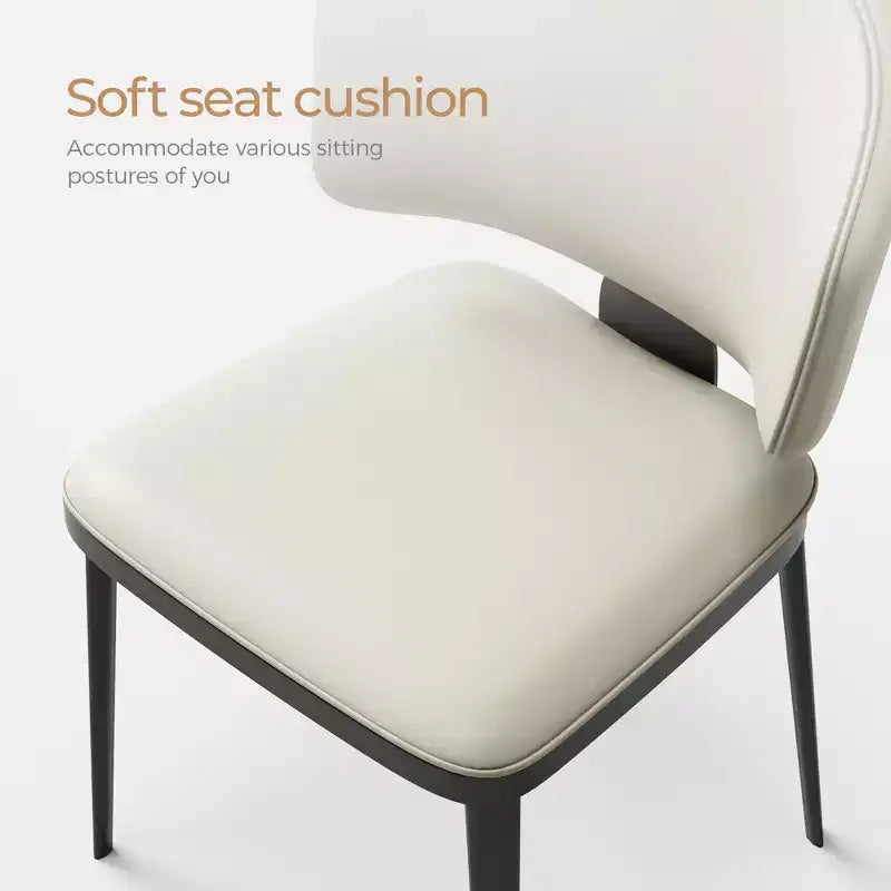Luck Live Ensemble de 2 chaises de salle à manger modernes sans accoudoirs, chaises de salle à manger en métal pour usages multiples, blanc cassé