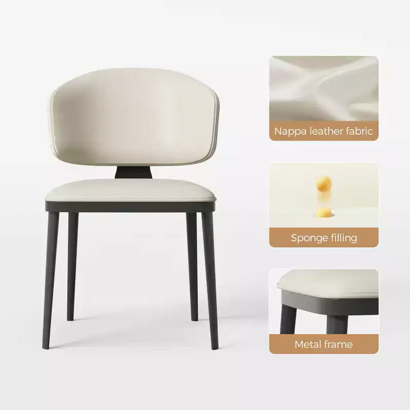 Luck Live Ensemble de 2 chaises de salle à manger modernes sans accoudoirs, chaises de salle à manger en métal pour usages multiples, blanc cassé