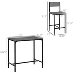 Ensemble table de bar et 2 chaises, table à manger industrielle pour 2, table de cuisine hauteur comptoir avec tabourets de bar, ensemble table de petit-déjeuner pour 2
