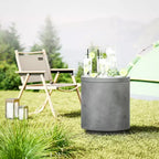 Table d'appoint d'extérieur Outsunny 10 L, Table de bar glacière 3-en-1 en béton avec rangement, Seau à glace et couvercle amovibles
