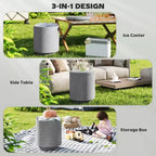Table d'appoint d'extérieur Outsunny 10 L, Table de bar glacière 3-en-1 en béton avec rangement, Seau à glace et couvercle amovibles