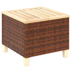Outdoor Side Table with PE Rattan, Patio End Table with Natural Fir Wood Tabletop and Legs, Weather Resistant Accent Table for Patio Pool Porch