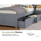 Lit gigogne double en L en bois massif AMERLIFE avec bureau de rangement relevable, cadre de plate-forme peu encombrant pour chambres d'enfants et familiales