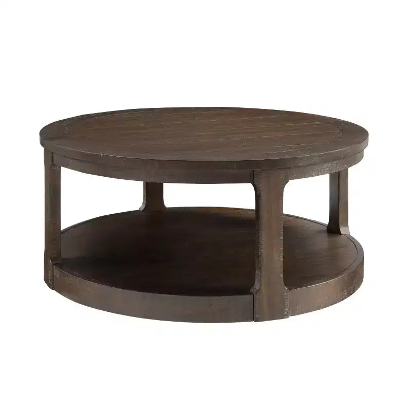 Table basse ronde moderne de 40 pouces avec roulettes dissimulées, table d'appoint à 2 niveaux pour salon, bureau ou appartement - Panipeachy