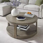 Table basse ronde moderne de 40 pouces avec roulettes dissimulées, table d'appoint à 2 niveaux pour salon, bureau ou appartement - Panipeachy