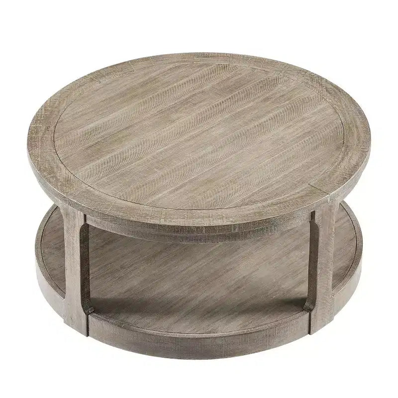 Table basse ronde moderne de 40 pouces avec roulettes dissimulées, table d'appoint à 2 niveaux pour salon, bureau ou appartement - Panipeachy