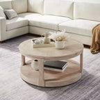 Table basse ronde moderne de 40 pouces avec roulettes dissimulées, table d'appoint à 2 niveaux pour salon, bureau ou appartement - Panipeachy